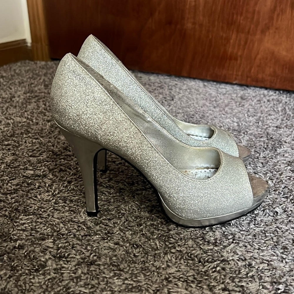 Silver Glitter High Heels